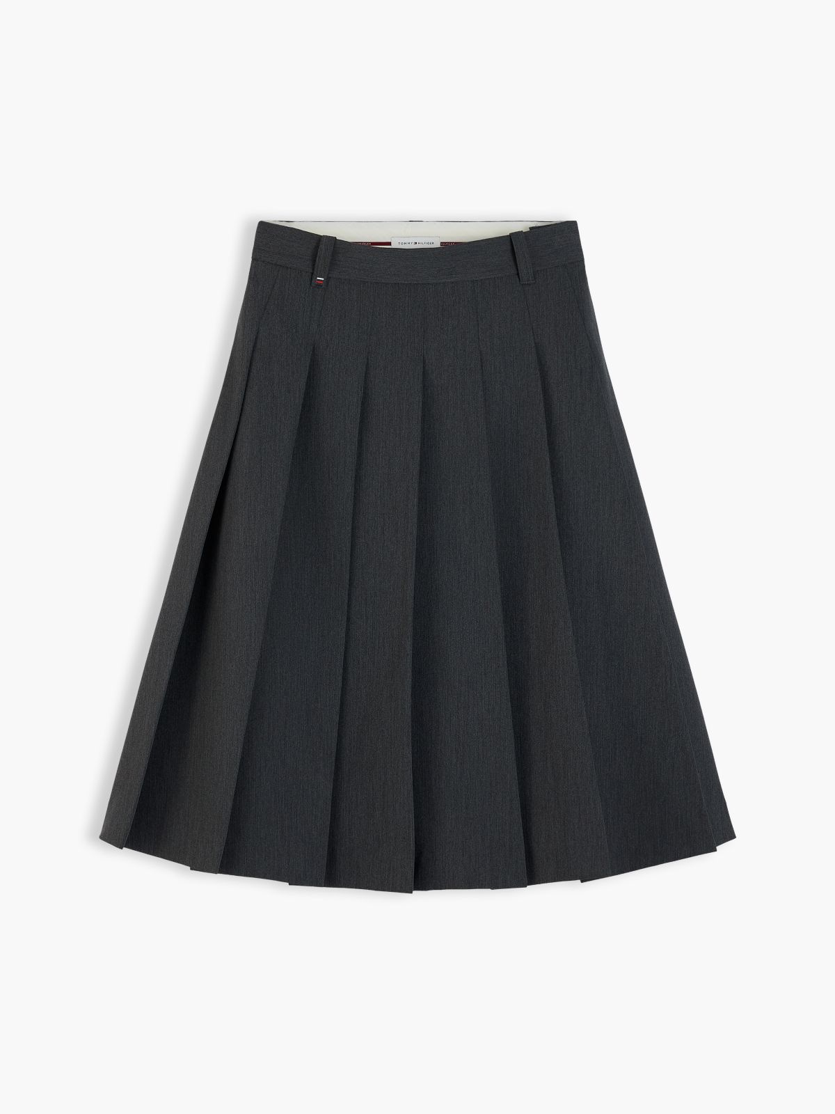 Metal Flag Pleated Skirt — Grey