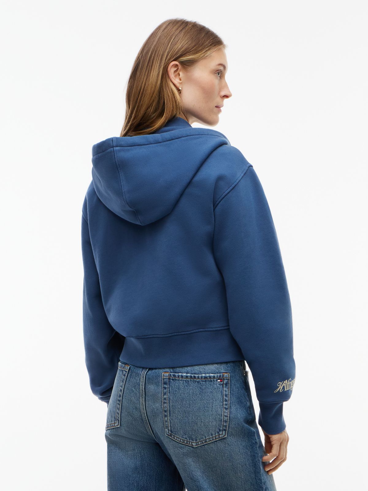 Logo Zip-Thru Oversized Hoody — Blue
