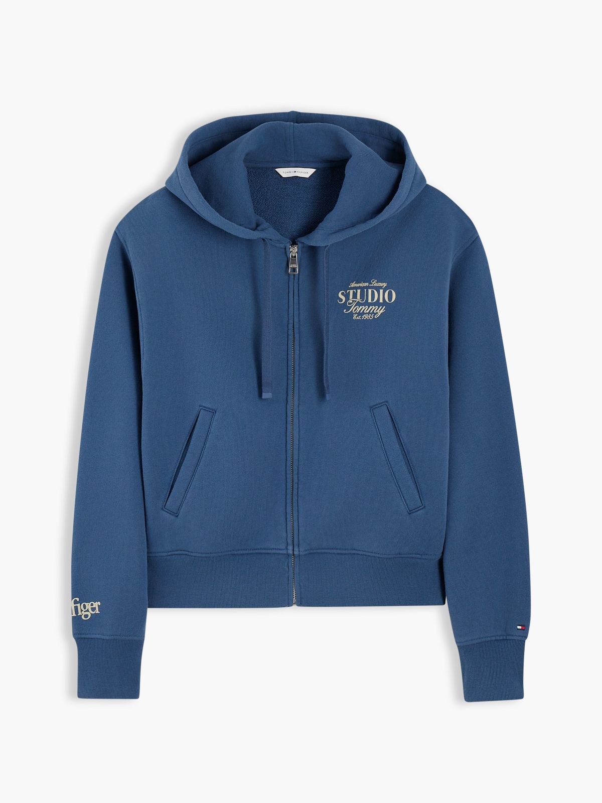 Logo Zip-Thru Oversized Hoody — Blue