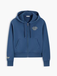 Logo Zip-Thru Oversized Hoody — Blue 5
