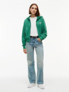 Logo Zip-Thru Oversized Hoody — Green 2