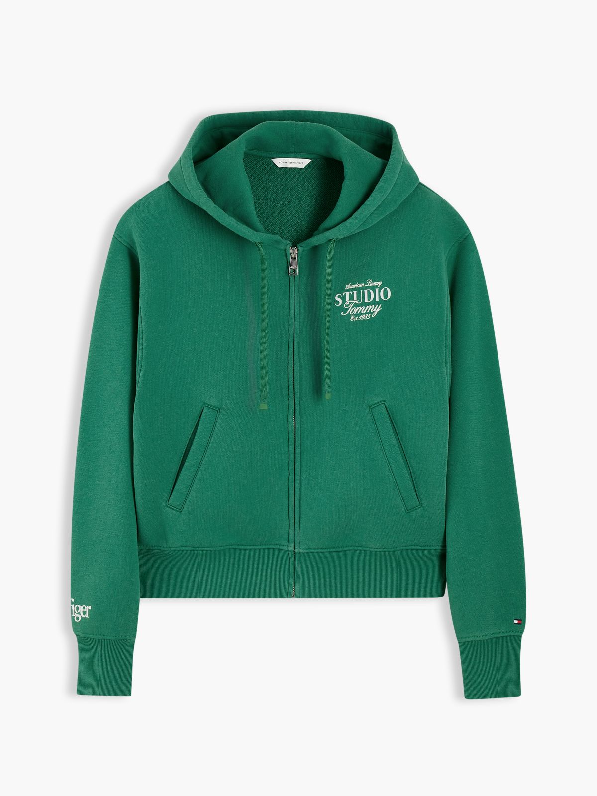 Logo Zip-Thru Oversized Hoody — Green