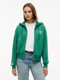 Logo Zip-Thru Oversized Hoody — Green 1