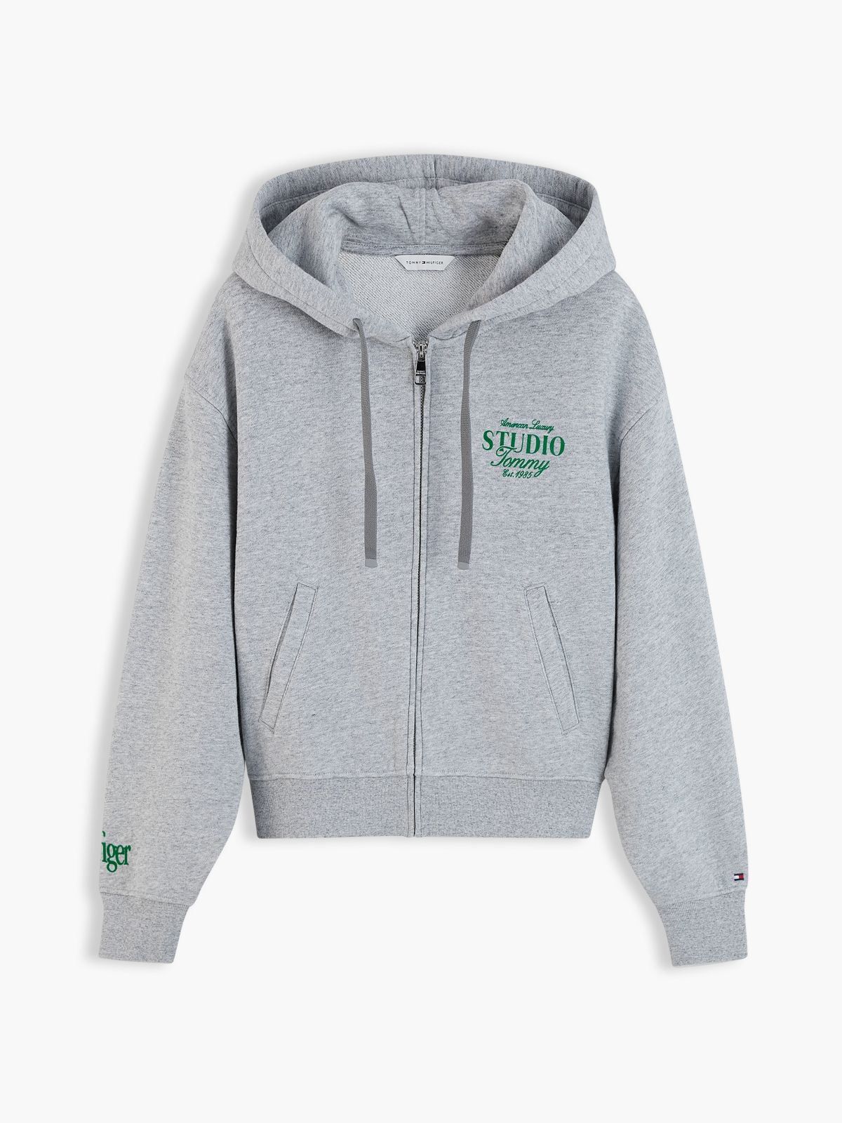 Logo Zip-Thru Oversized Hoody — Grey