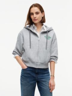 Logo Zip-Thru Oversized Hoody — Grey 1