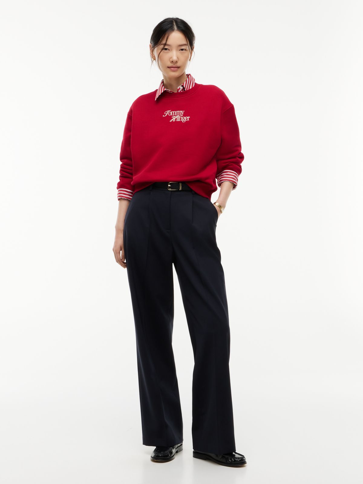 Logo Relaxed Terry Sweatshirt — Red