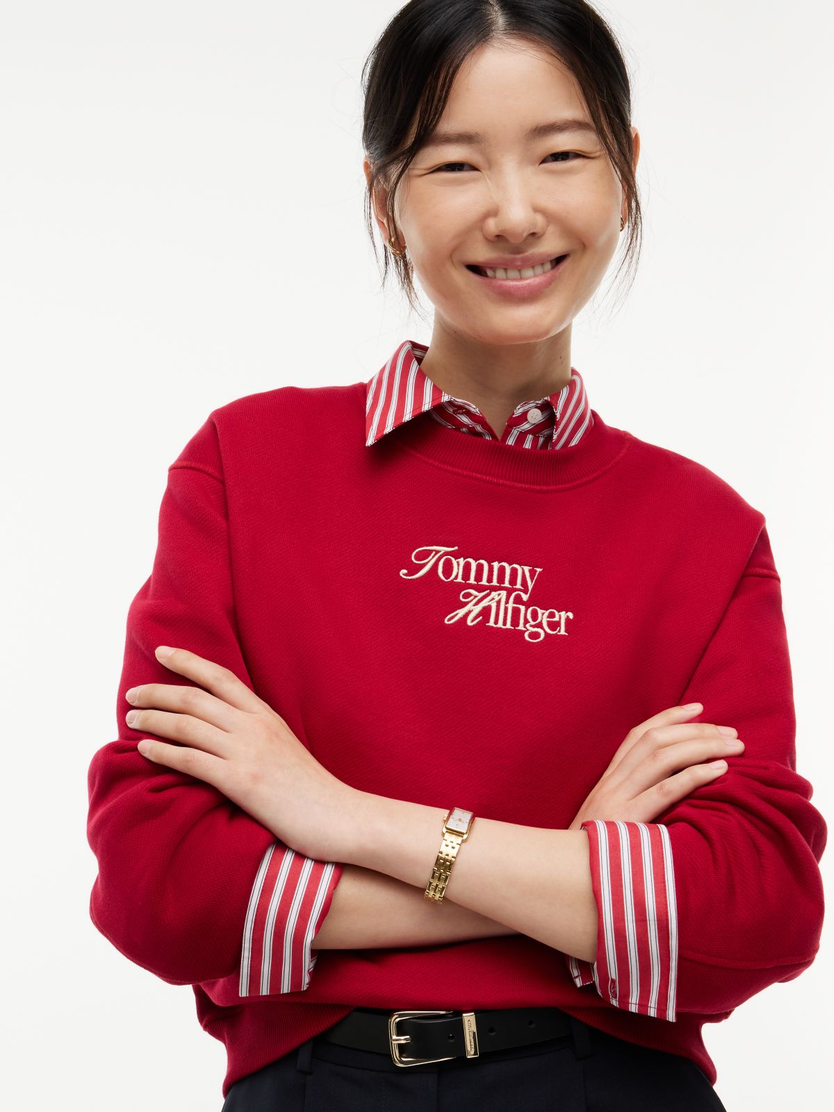 Logo Relaxed Terry Sweatshirt — Red