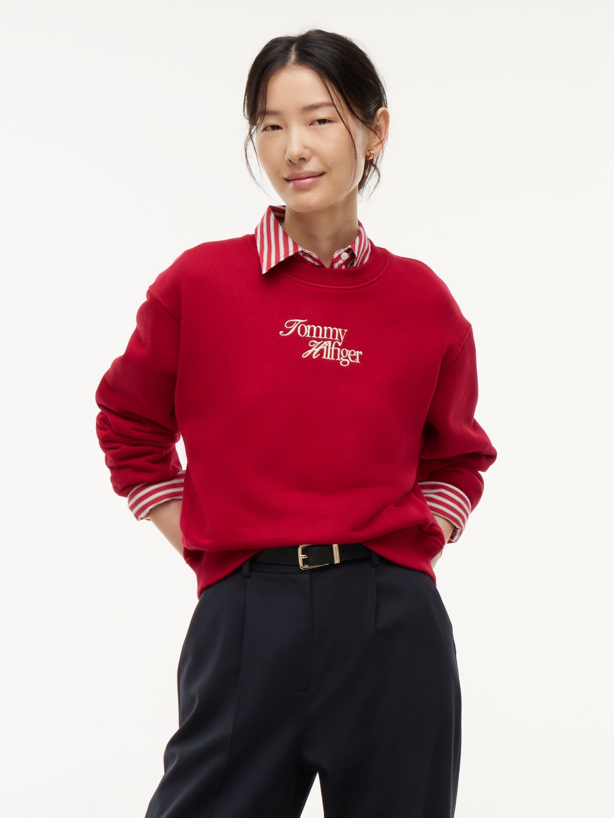 Logo Relaxed Terry Sweatshirt — Red