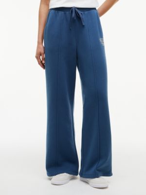 jogging à jambe droite en tissu éponge blue pour femmes tommy hilfiger