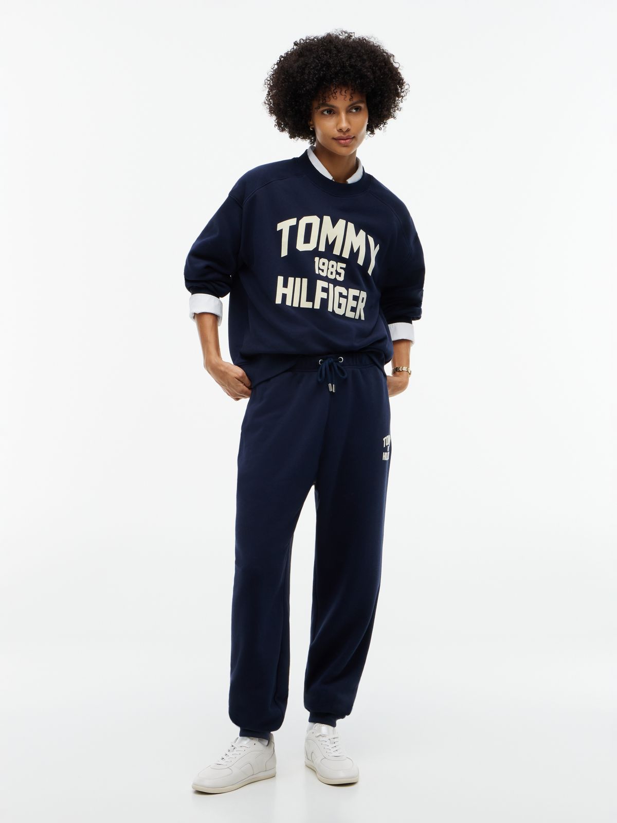 Flock Varsity Logo Cuffed Joggers — Blue