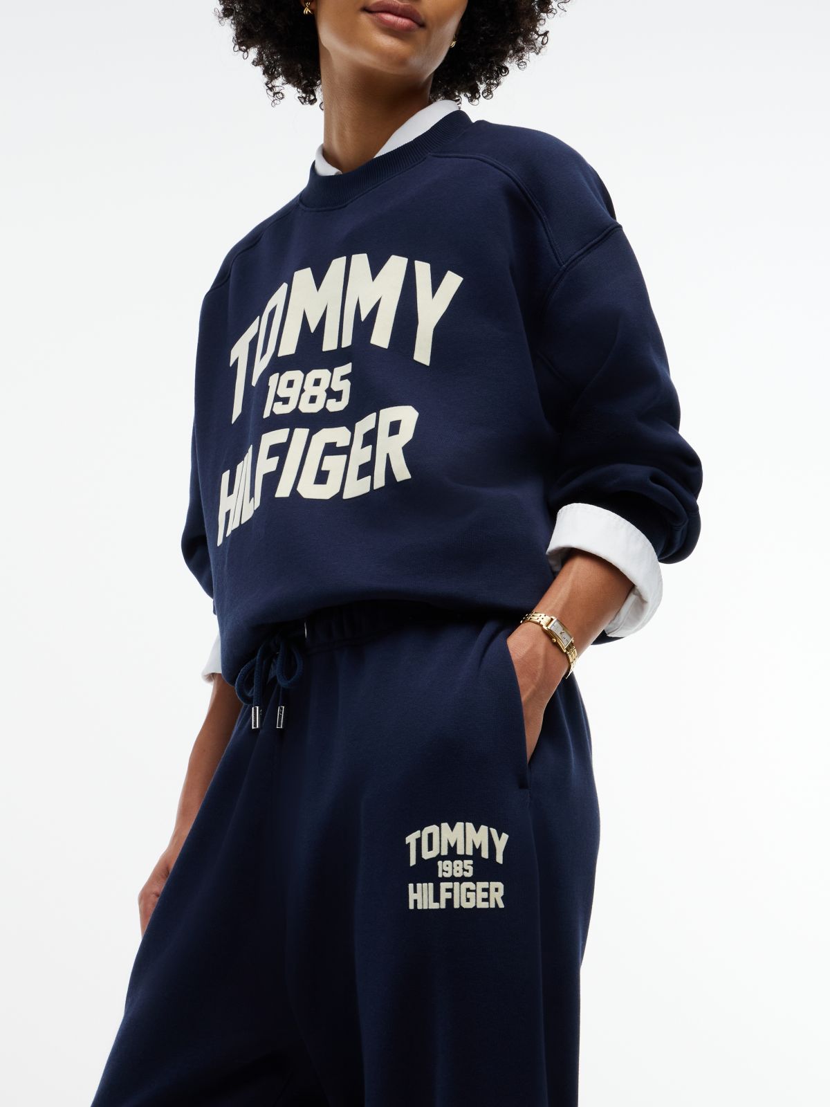 Flock Varsity Logo Cuffed Joggers — Blue