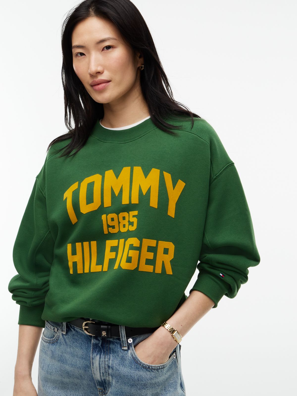 Flock Varsity Logo Oversized Sweatshirt — Green