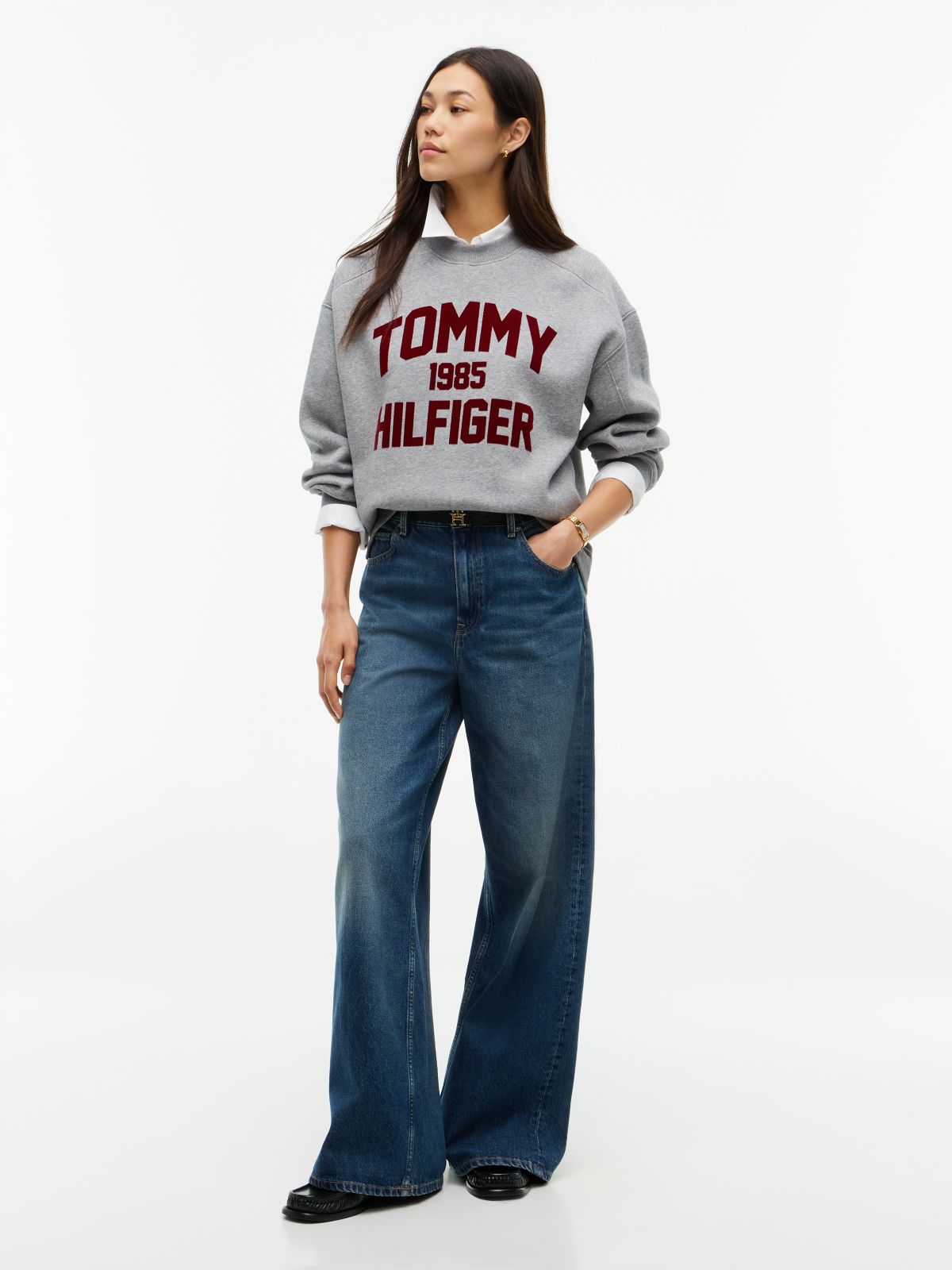 Flock Varsity Logo Oversized Sweatshirt — Grey