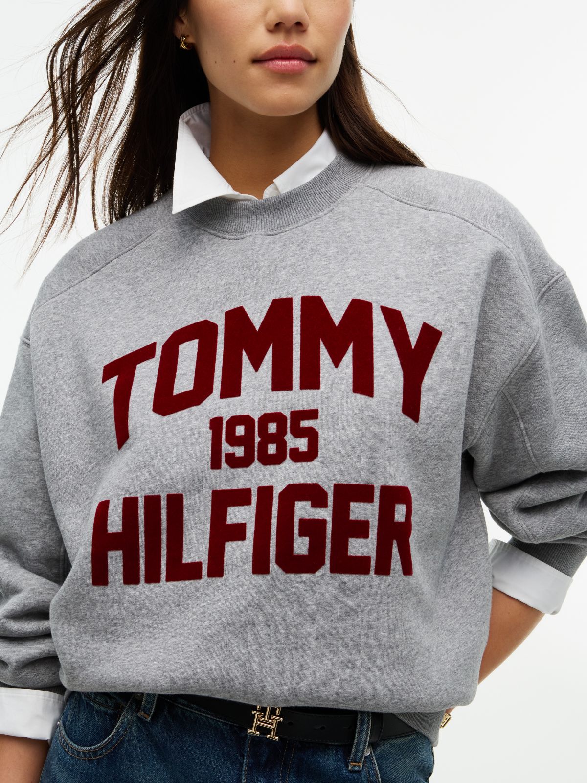 Flock Varsity Logo Oversized Sweatshirt — Grey