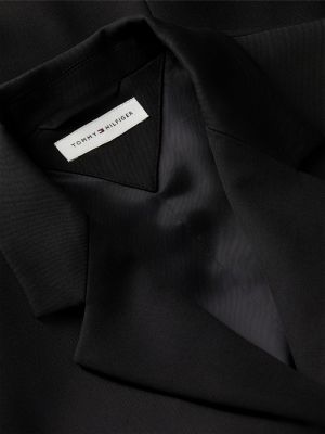 blazer droit intemporel en laine mélangée noir pour femmes tommy hilfiger