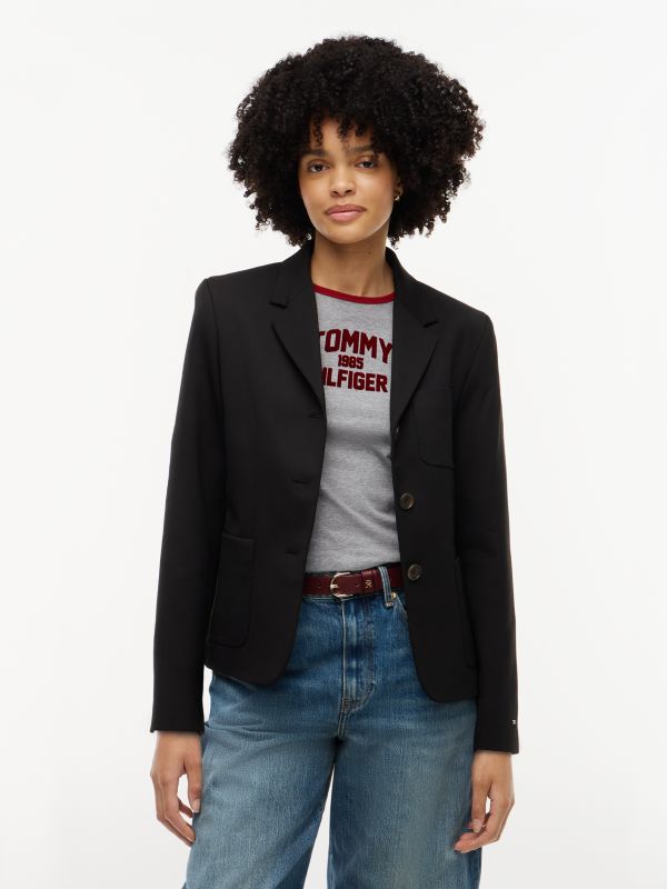 Timeless Wool Blend Single Breasted Blazer — Black