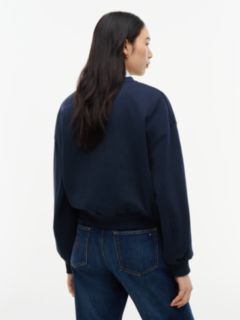 Logo Embroidery Relaxed Fleece Jumper — Blue 4
