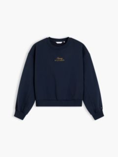Logo Embroidery Relaxed Fleece Jumper — Blue 5