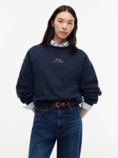 Logo Embroidery Relaxed Fleece Jumper — Blue 1