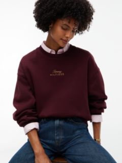 Logo Embroidery Relaxed Fleece Jumper — Red 3