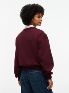 Logo Embroidery Relaxed Fleece Jumper — Red 4