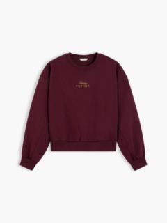 Logo Embroidery Relaxed Fleece Jumper — Red 5