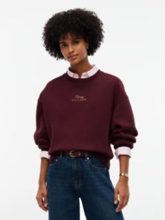 Logo Embroidery Relaxed Fleece Jumper — Red 1