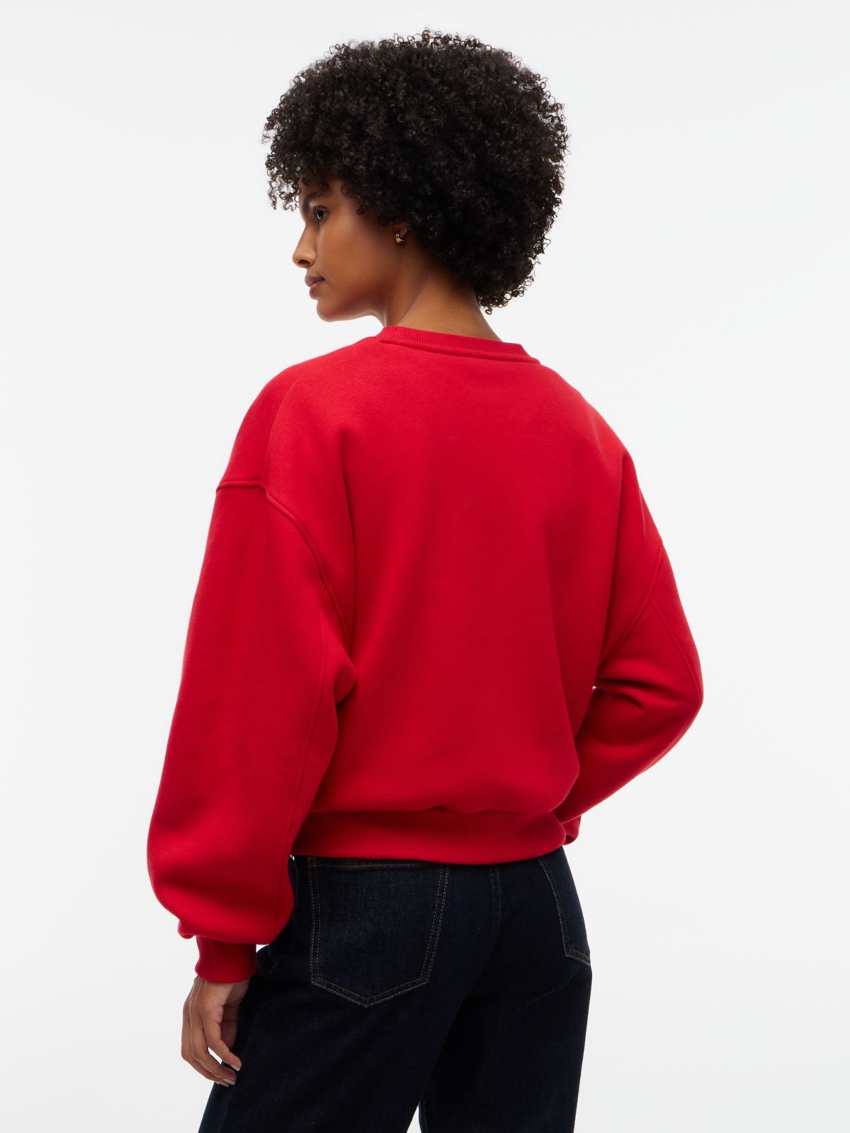 Logo Embroidery Relaxed Fleece Jumper — Red