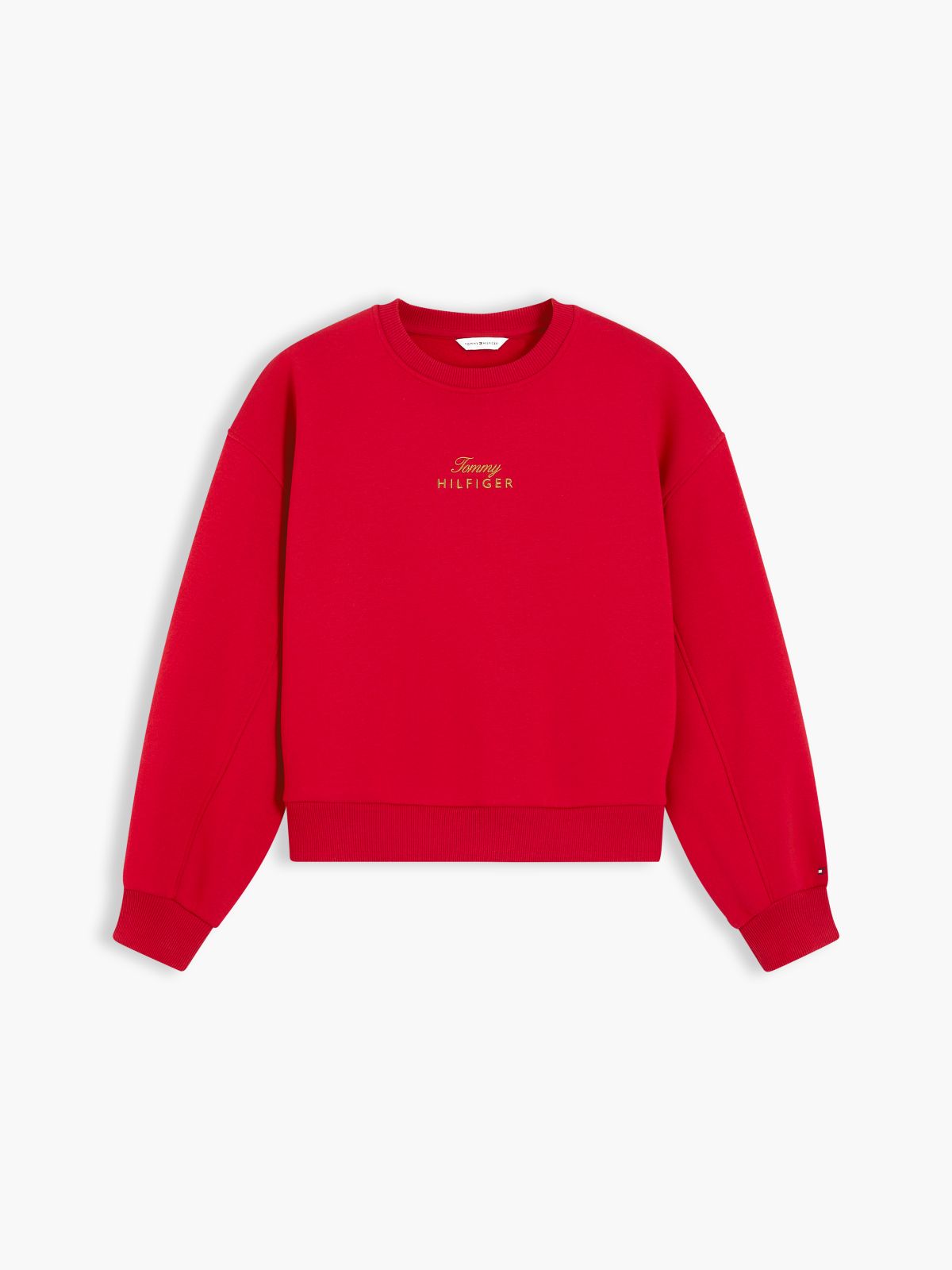 Logo Embroidery Relaxed Fleece Jumper — Red