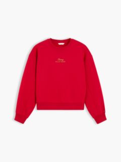 Logo Embroidery Relaxed Fleece Jumper — Red 5