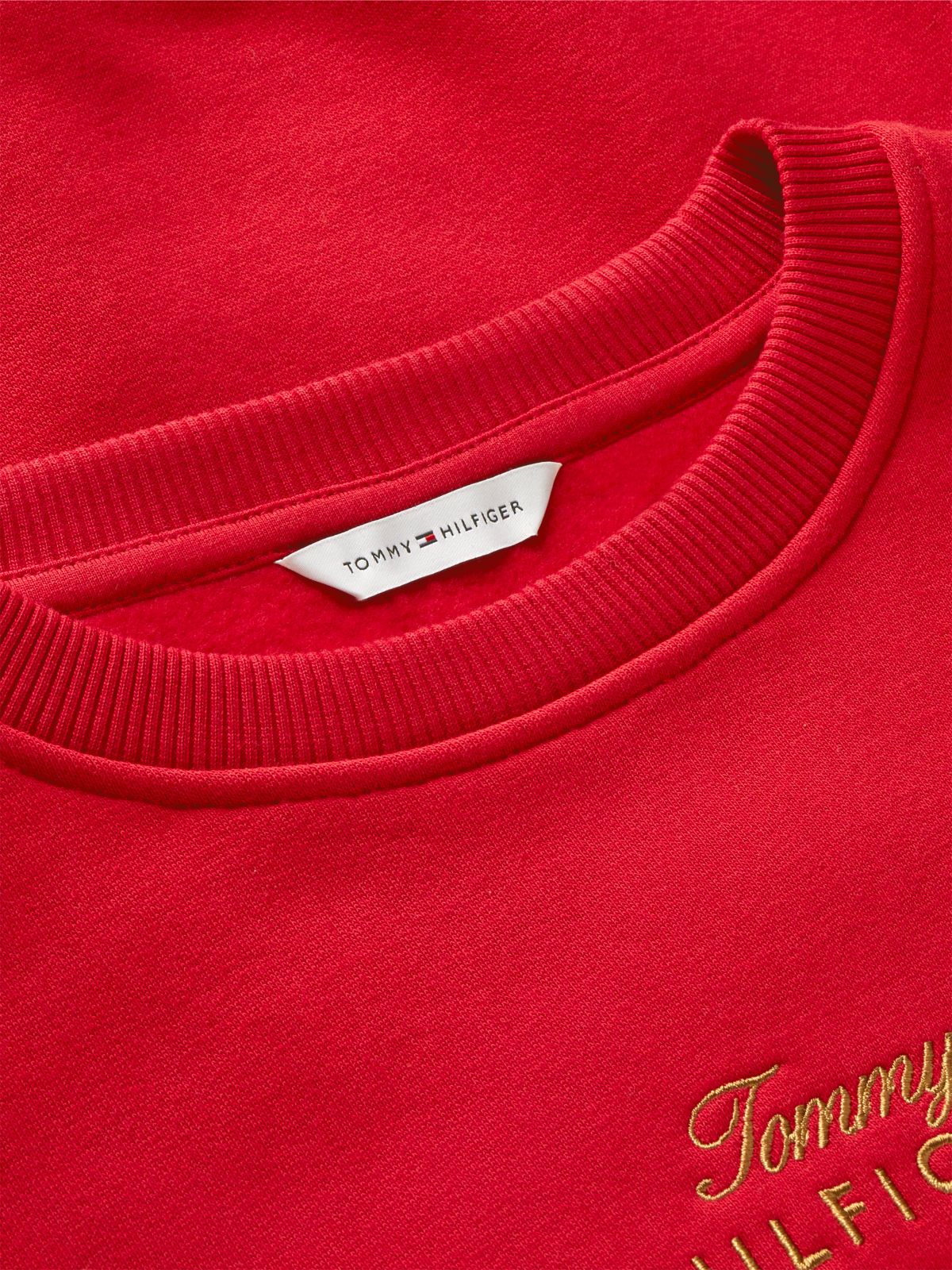 Logo Embroidery Relaxed Fleece Jumper — Red