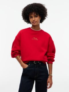 Logo Embroidery Relaxed Fleece Jumper — Red 1