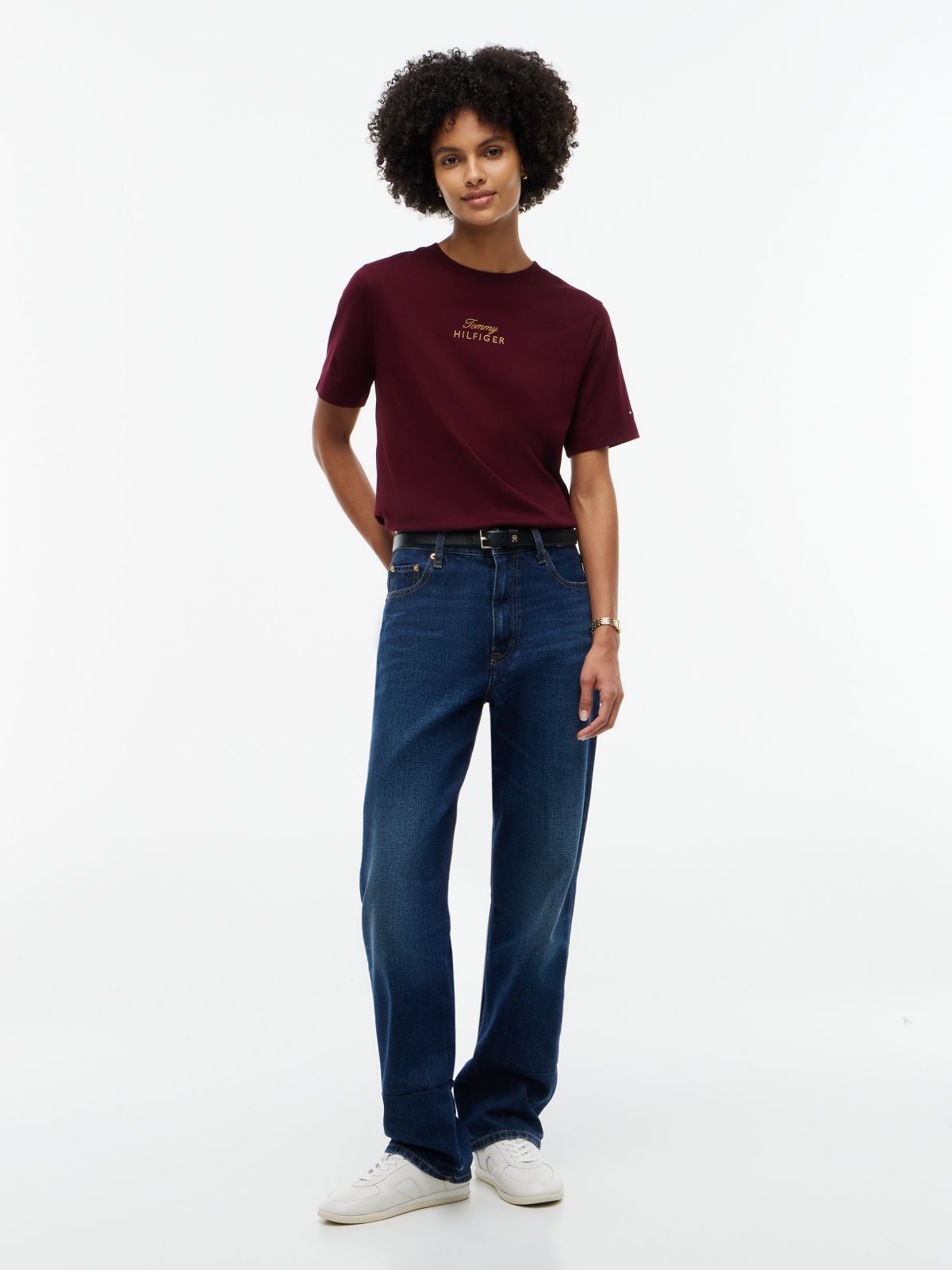 Logo Embroidery Crew Neck T-Shirt — Red