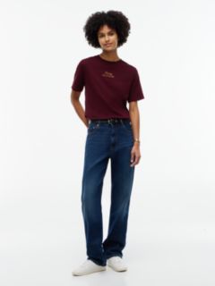 Logo Embroidery Crew Neck T-Shirt — Red 2