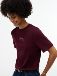 Logo Embroidery Crew Neck T-Shirt — Red 3