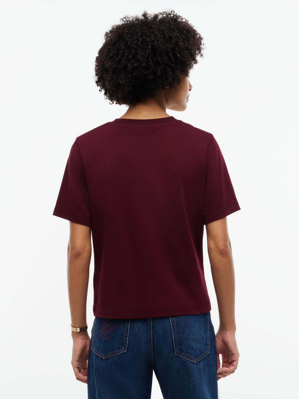 Logo Embroidery Crew Neck T-Shirt — Red