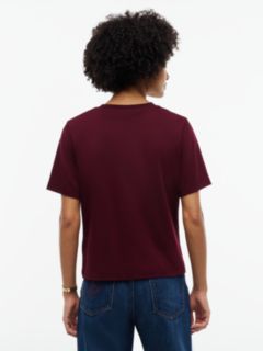 Logo Embroidery Crew Neck T-Shirt — Red 4