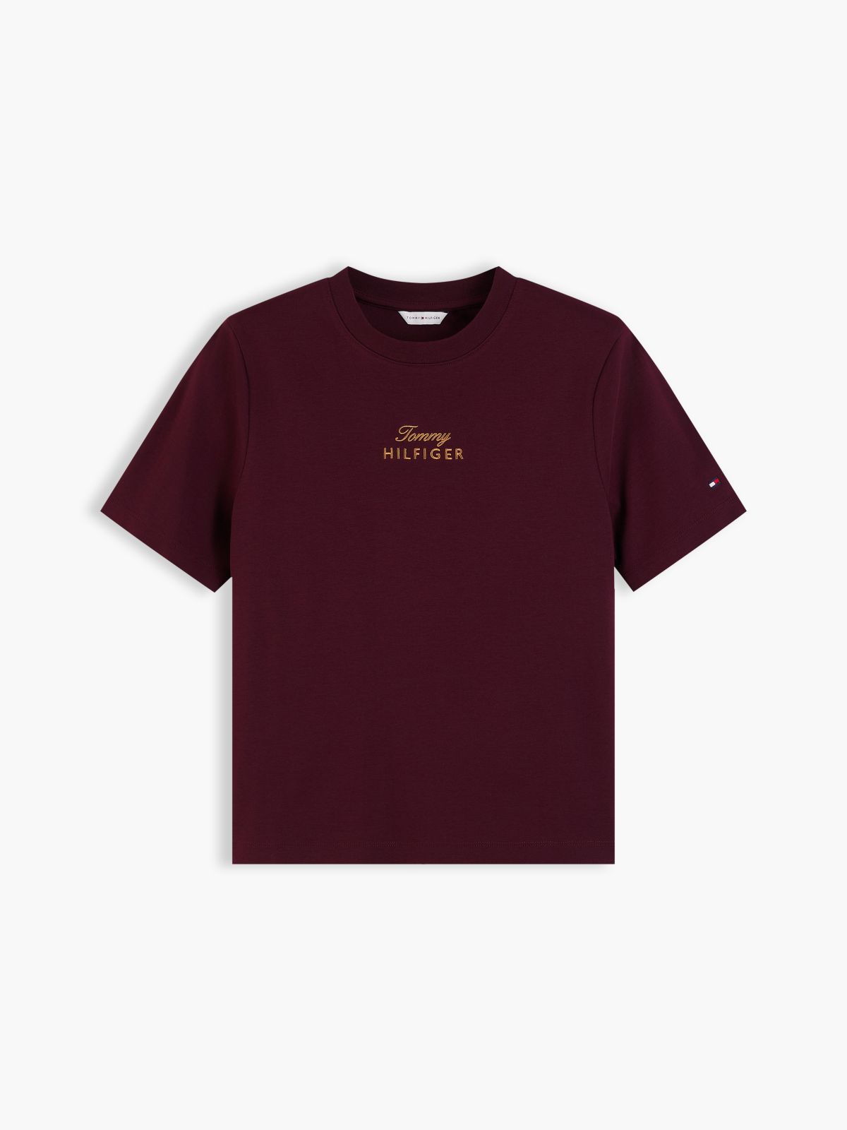 Logo Embroidery Crew Neck T-Shirt — Red