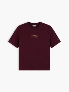 Logo Embroidery Crew Neck T-Shirt — Red 5
