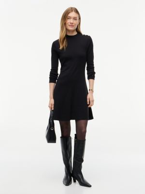 black gold-tone button long sleeve midi flare dress for women tommy hilfiger