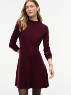 Gold-Tone Button Long Sleeve Midi Flare Dress — Red 2