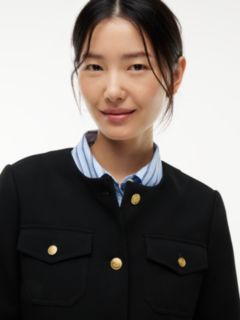 Gold-Tone Button Collarless Slim Jacket — Black 3