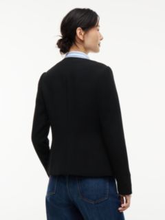 Gold-Tone Button Collarless Slim Jacket — Black 4