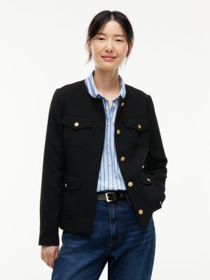 black gold-tone button collarless slim jacket for women tommy hilfiger