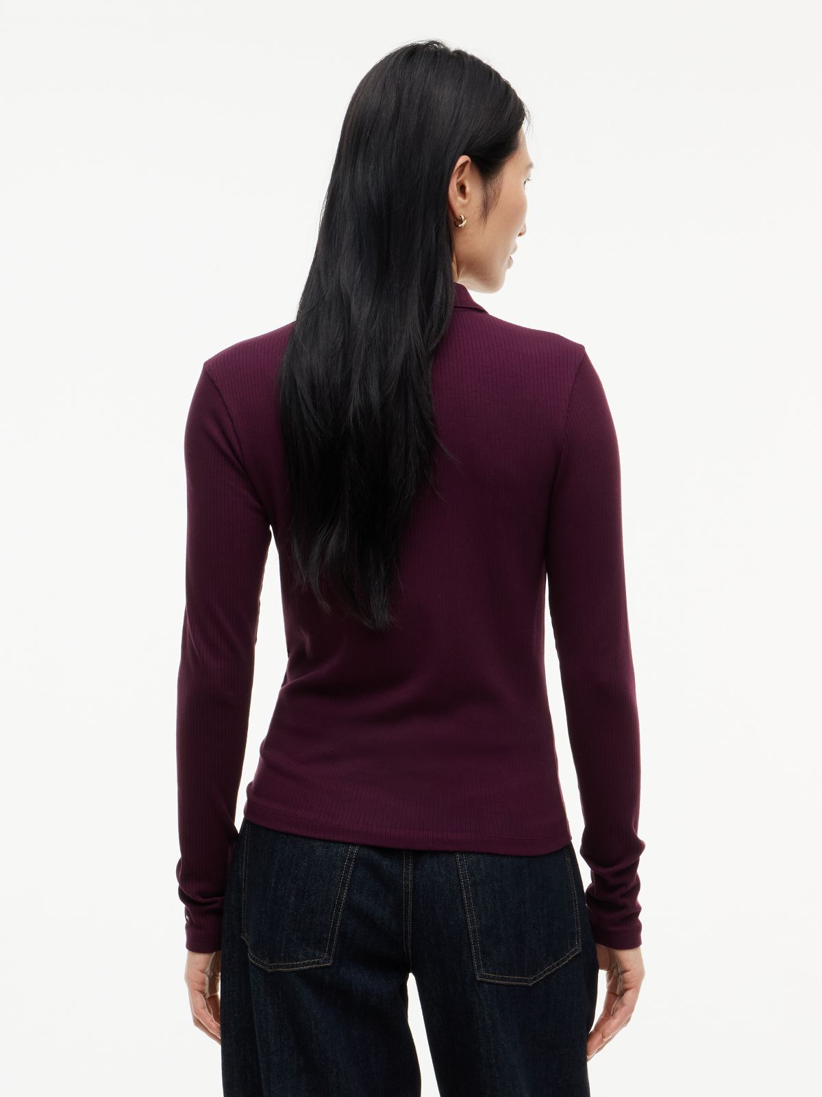 Slim Fit Ribbed Long Sleeve Polo Shirt — Red