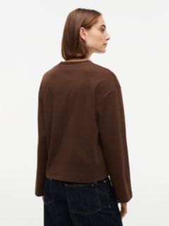 Interlock Knit Relaxed Long Sleeve T-Shirt — Brown 4