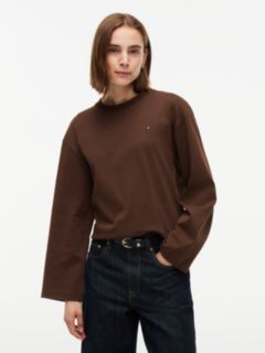 Interlock Knit Relaxed Long Sleeve T-Shirt — Brown 1