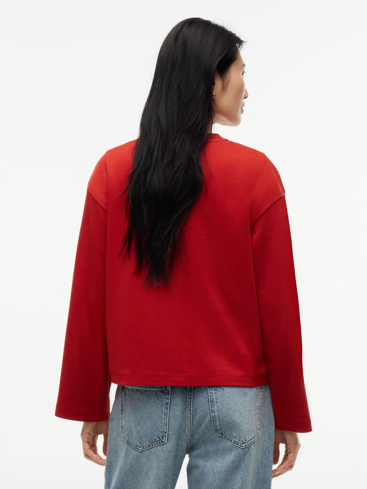 Interlock Knit Relaxed Long Sleeve T-Shirt — Red