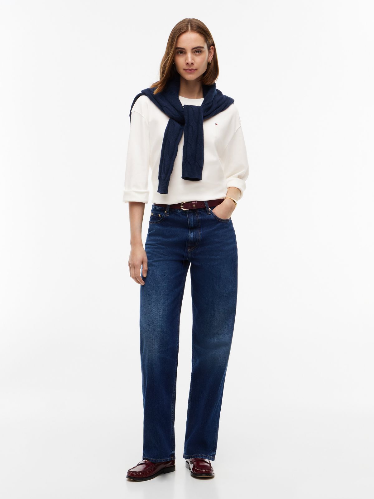 Interlock Knit Relaxed Long Sleeve T-Shirt — White
