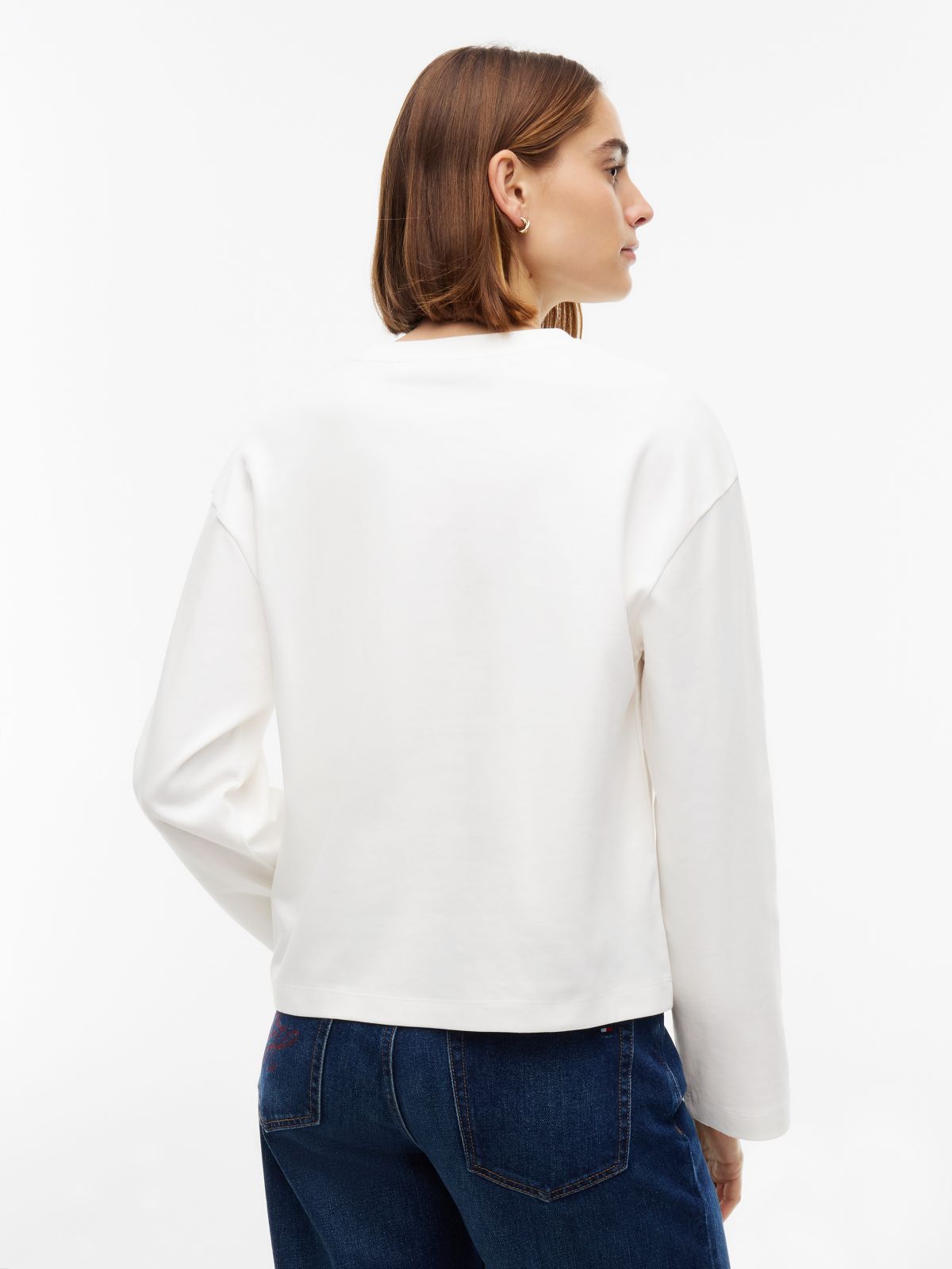 Interlock Knit Relaxed Long Sleeve T-Shirt — White